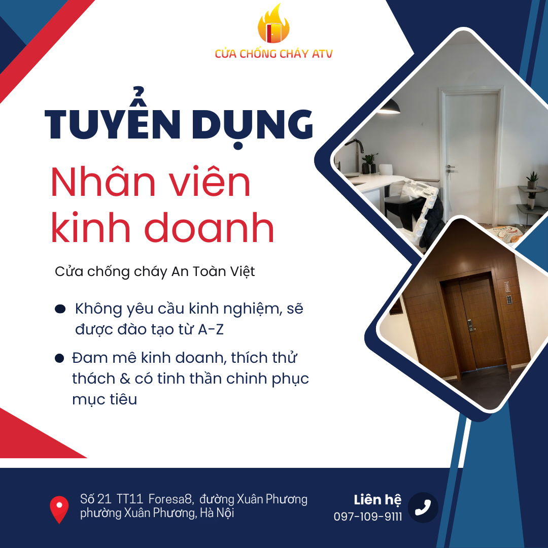 CỬA CHỐNG CHÁY AN TOÀN VIỆT TUYỂN DỤNG – NHÂN VIÊN KINH DOANH FULL-TIME